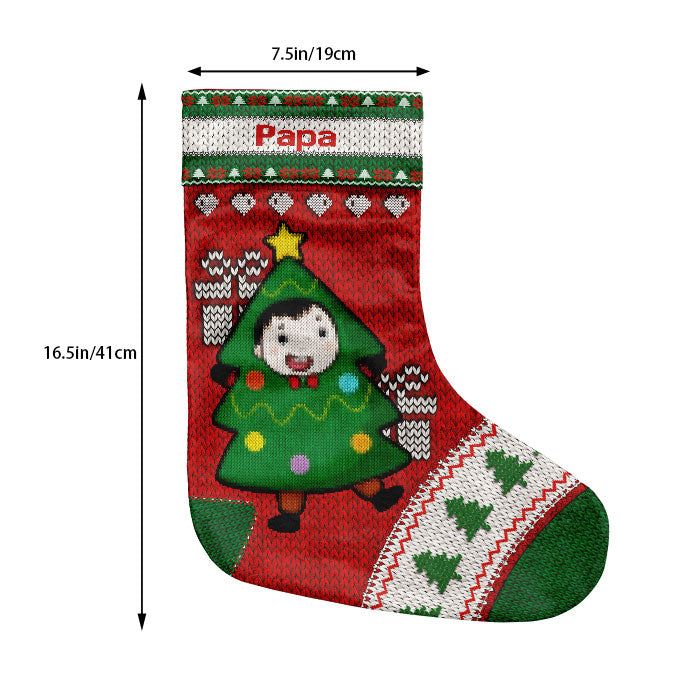 Hand Knitted Family Christmas - Personalized Christmas Stocking