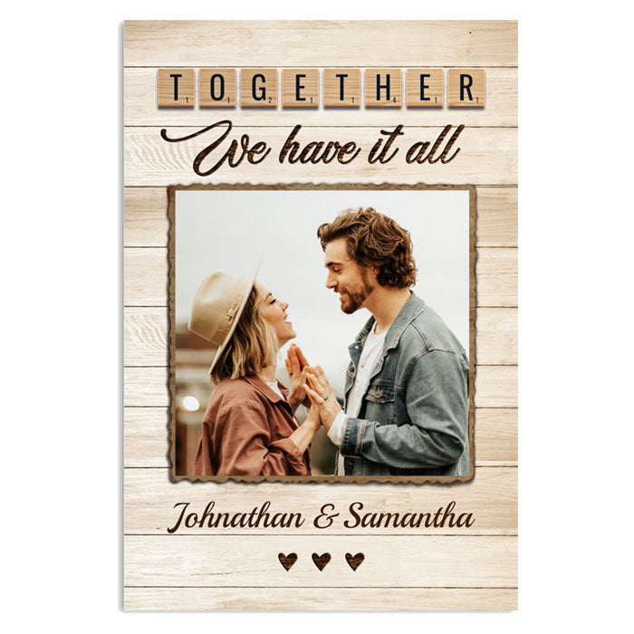 Together Is Our Favorite Place To Be - Upload Image, Gift For Couples - Personalized Vertical Poster