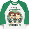 Hey! The Shenanigans Will Begin - Gift For Couples, Husband Wife, Personalized St. Patrick's Day Unisex Raglan Shirt