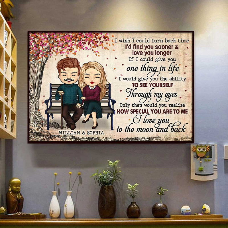 I Love You To The Moon And Back - Gift For Couples, Personalized Horizontal Poster