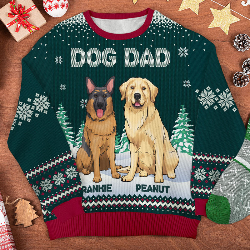Happy Woofmas To The Best Dog Mom - Personalized Custom Unisex Ugly Christmas Sweatshirt, Wool Sweatshirt, All-Over-Print Sweatshirt - Gift For Dog Lovers, Pet Lovers, Christmas Gift