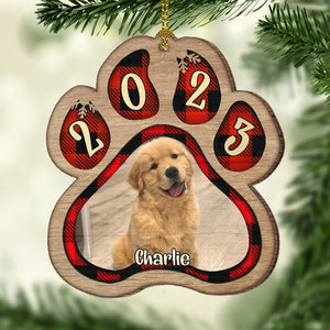 Pets And Color Paws - Upload Image - Personalized Custom Paw Shaped Wood Christmas Ornament