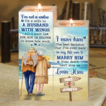 Custom Name Husband Memorial Gifts for Wife - Personalized Color Candle Holder