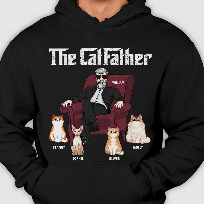 The Cat Father Cat Dad In Suit - Gift for Cat Dad - Personalized Unisex T-Shirt, Hoodie