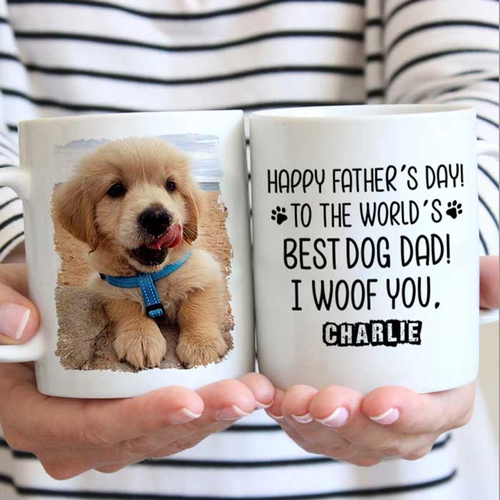 Happy Father's day To The World's Best Dog/Cat Dad - Gift for Dad, Funny Personalized Cat Mug