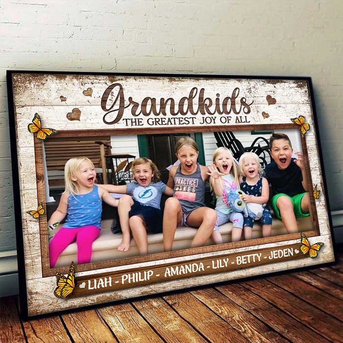 Grandkids Make Life More Grand - Personalized Horizontal Poster - Upload Image, Gift For Grandparents