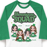 Best Friends, Shenanigans Squad - Gift For Besties, Personalized St. Patrick's Day Unisex Raglan Shirt