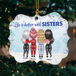 Life Is Better With Sisters - Personalized Custom Benelux Shaped Wood Christmas Ornament