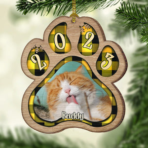 Pets And Color Paws - Upload Image - Personalized Custom Paw Shaped Wood Christmas Ornament