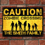 Custom Family Name Zombie Crossing Decor - Personalized Metal Sign