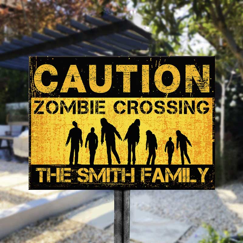 Caution Zombie Crossing - Personalized Metal Sign