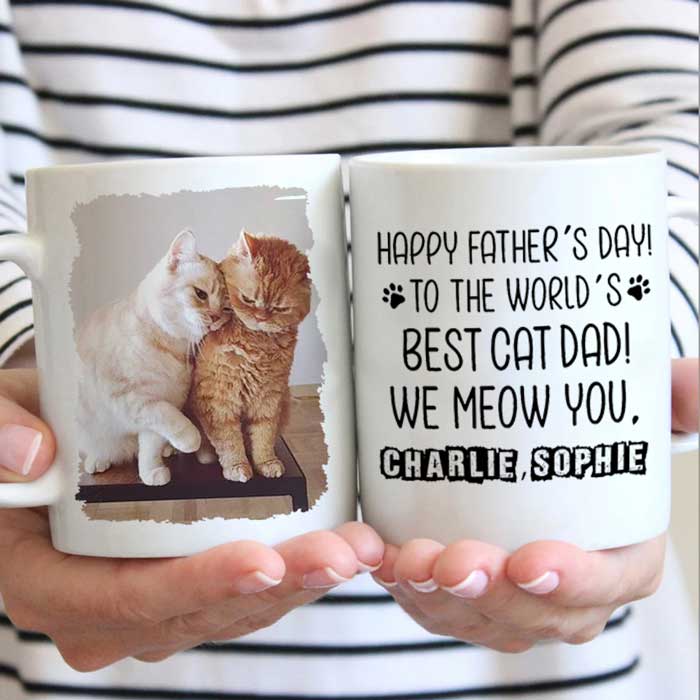 Happy Father's day To The World's Best Dog/Cat Dad - Gift for Dad, Funny Personalized Cat Mug