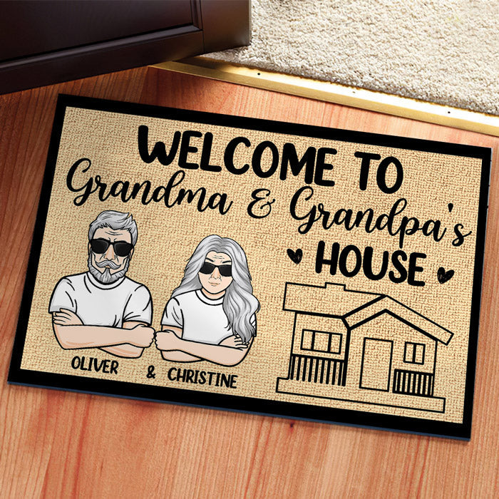 Welcome To Grandma and Grandpa's House - Personalized Decorative Mat