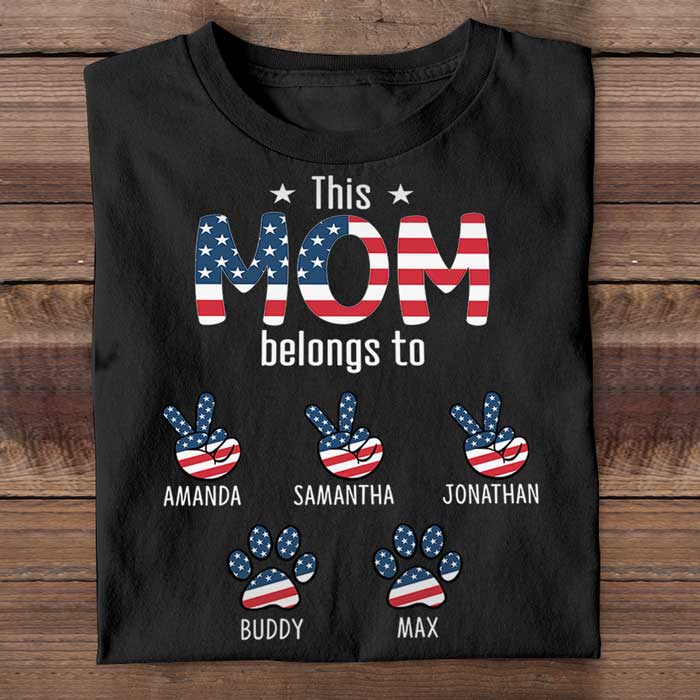This Mama Belongs To These Kids - Gifts For 4th Of July - Personalized Unisex T-Shirt