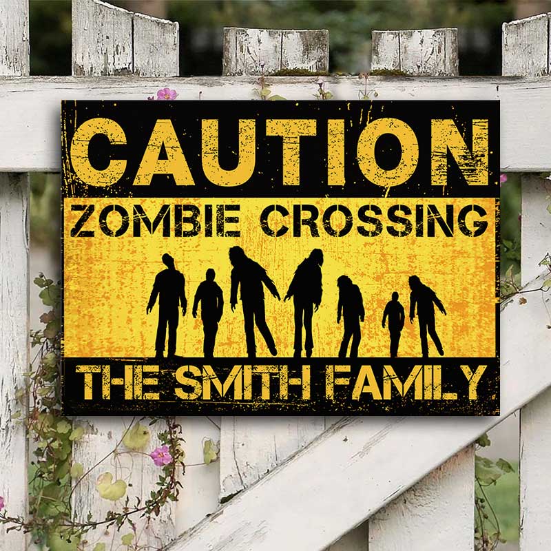 Caution Zombie Crossing - Personalized Metal Sign