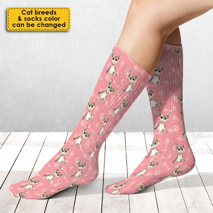 Colorful Paw - Gift for cat lovers - Personalized Socks
