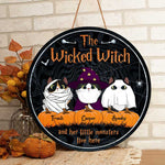 Custom Name Halloween Cat Family Decor - Personalized Wood Sign