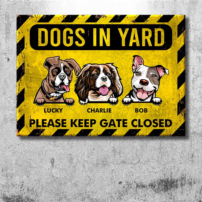 Beware Of Dogs Please Keep Gate Closed - Gift For Dog Lovers, Personalized Metal Sign