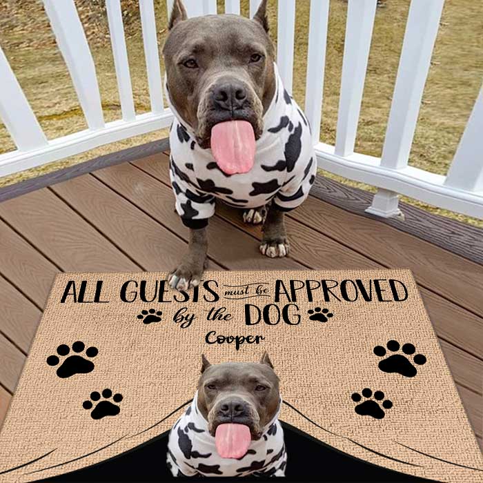 Upload Image All Guests Must Be Approved By The Dog - Funny Personalized Decorative Mat