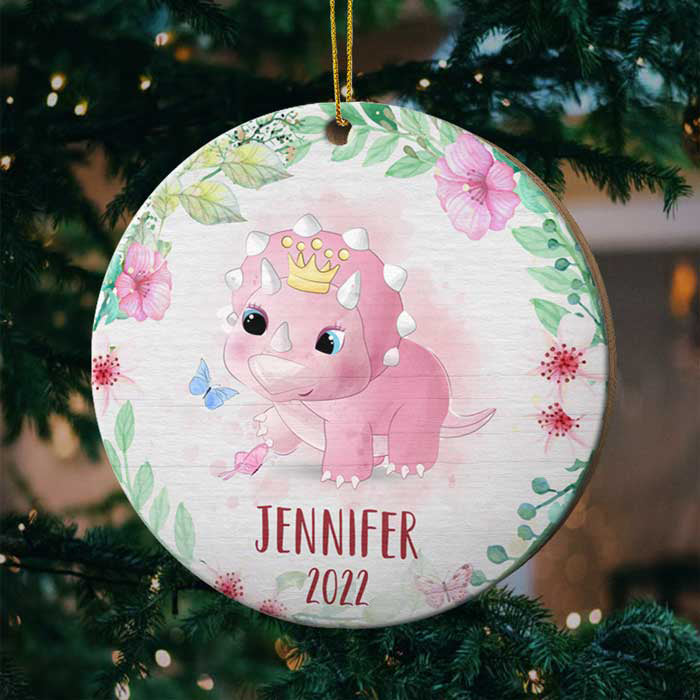 Merry Christmas To Dinosaur Kid - Personalized Custom Round Shaped Wood Christmas Ornament