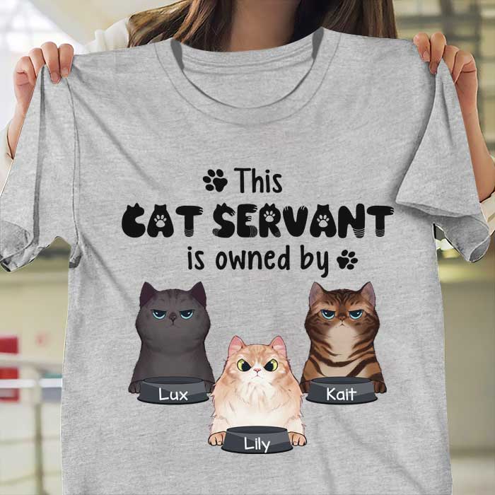 This Cat Servant Is Owned By - Personalized Unisex T-Shirt