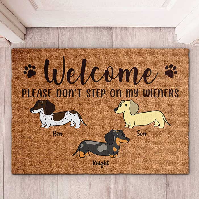 Welcome, Please Don't Step On My Wiener - Funny Personalized Decorative Mat, Doormat