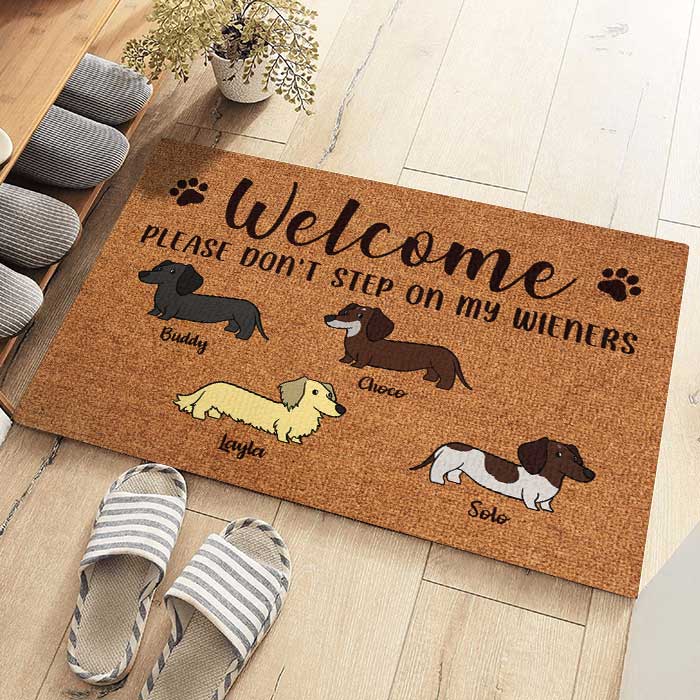 Welcome, Please Don't Step On My Wiener - Funny Personalized Decorative Mat, Doormat