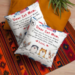 Dear Cat Mom - Thank You For Being Our Mommy - Personalized Camping Pillow (Insert Included)