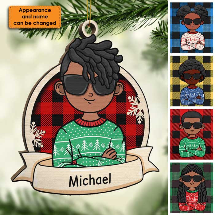 Cool Kids Celebrate Christmas - Personalized Custom Wood Shaped Christmas Ornament