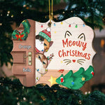 Naughty Cats Behind The Door - Personalized Custom Benelux Shaped Wood Christmas Ornament