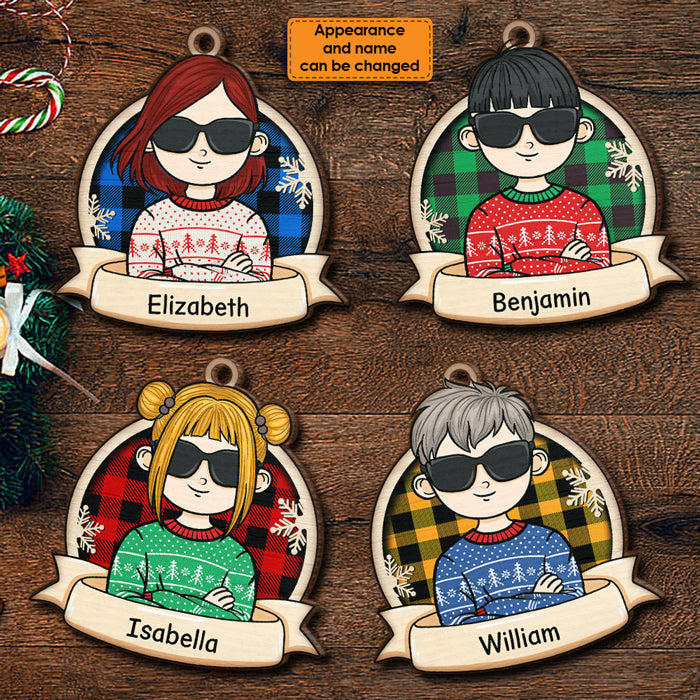 Cool Kids Celebrate Christmas - Personalized Custom Wood Shaped Christmas Ornament