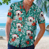 Christmas Floral Pattern - Dog & Cat Personalized Custom Unisex Hawaiian Shirt - Upload Image, Dog Face, Cat Face - Summer Vacation Gift, Gift For Pet Owners, Pet Lovers