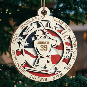 Sport Series Baseball - Sports Personalized Custom Ornament - Wood Round Shaped - Christmas Gift For Sport Lovers, Sport Players