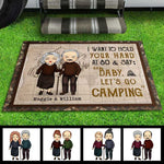 I Want To Hold Your Hand At 80 & Say Baby Let's Go Camping - Gift For Camping Couples, Personalized Decorative Mat