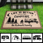 Life Is Better Around The Campfire - Personalized Decorative Mat
