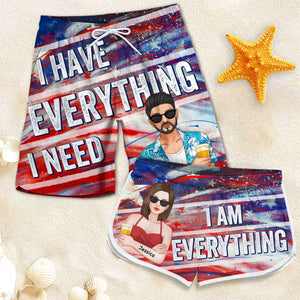 I Have Everything I Need - Personalized Couple Beach Shorts - Gift For Couples, Husband Wife