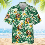 Colorful Tropical Flowers And Leaves Pattern - Dog & Cat Personalized Custom Unisex Hawaiian Shirt - Upload Image, Dog Face, Cat Face - Summer Vacation Gift, Gift For Pet Owners, Pet Lovers