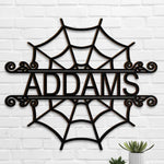 Halloween Spider Welcome - Personalized Shaped Wood Sign - Gift For Family, Halloween Gift