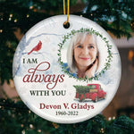 We're Never Far Apart - Personalized Custom Round Shaped Ceramic Christmas Ornament - Upload Image, Memorial Gift, Sympathy Gift, Christmas Gift