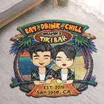 Tiki Bar Eat Drink Chill - Personalized Shaped Decorative Mat - Gift For Couples, Husband Wife