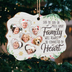 Family Will Always Be Connected By Heart - Personalized Custom Benelux Shaped Wood Photo Christmas Ornament - Upload Image, Gift For Family, Christmas Gift