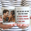 Just In Case No One Told You Today - Upload Image, Gift For Couples - Personalized Mug