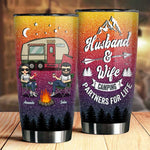 Husband & Wife Camping Partners For Life - Gift For Camping Couples, Personalized Tumbler