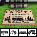 Welcome To Our Campsite - Personalized Decorative Mat