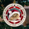 On The Naughty List I Regret Nothing - Personalized Custom Round Shaped Ceramic Photo Christmas Ornament - Upload Image, Gift For Pet Lovers, Christmas Gift