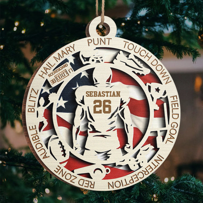 Sport Series American Football - Sports Personalized Custom Ornament - Wood Round Shaped - Christmas Gift For Sport Lovers, Sport Players