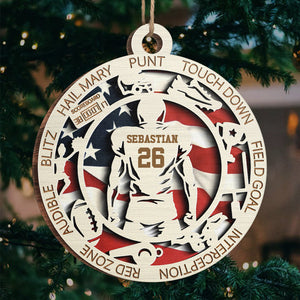 Sport Series American Football - Sports Personalized Custom Ornament - Wood Round Shaped - Christmas Gift For Sport Lovers, Sport Players