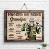 Hooked On Being Grandpa - Personalized Shaped Wood Sign - Gift For Grandpa, Grandparents