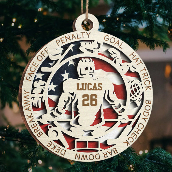 Sport Series Hockey - Sports Personalized Custom Ornament - Wood Round Shaped - Christmas Gift For Sport Lovers, Sport Players