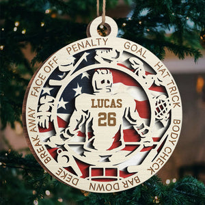 Sport Series Hockey - Sports Personalized Custom Ornament - Wood Round Shaped - Christmas Gift For Sport Lovers, Sport Players